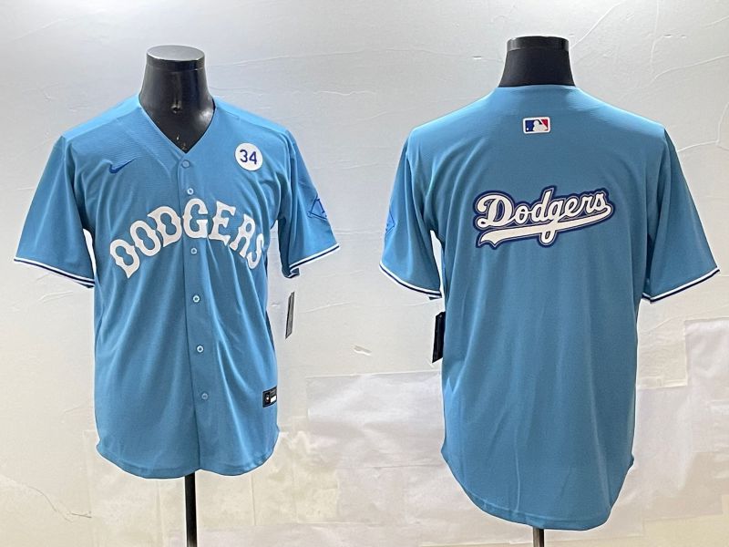 Men Los Angeles Dodgers Blank Light Blue Throwback Game 2025 Nike MLB Jersey style 14